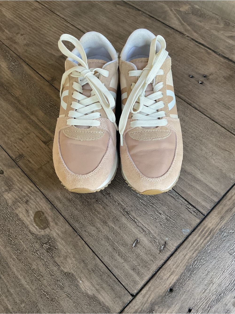 Tretorn Blush Pink & Cream Lace-Up Sneakers
